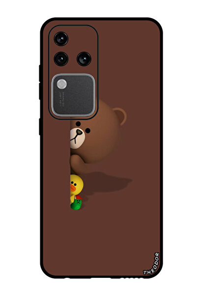 Theodor جراب واقٍ مضاد للخدش والصدمات لهاتف Vivo S18 Pro مع غطاء دب مخفي