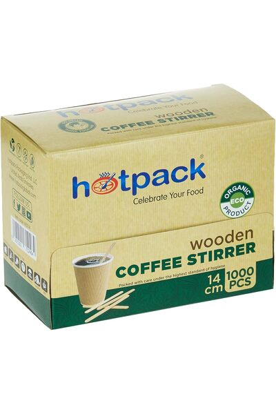Hotpack Hotpack Disposable Wooden Coffee Stirrer, 14 cm - 1000 Pieces