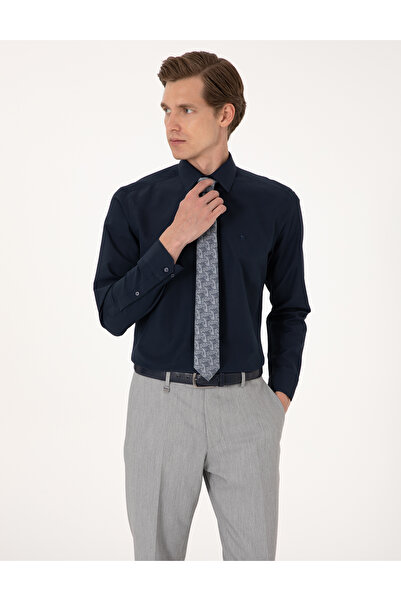 Pierre Cardin Lacivert Regular Fit Uzun Kollu Basic Gömlek 50316742-VR033