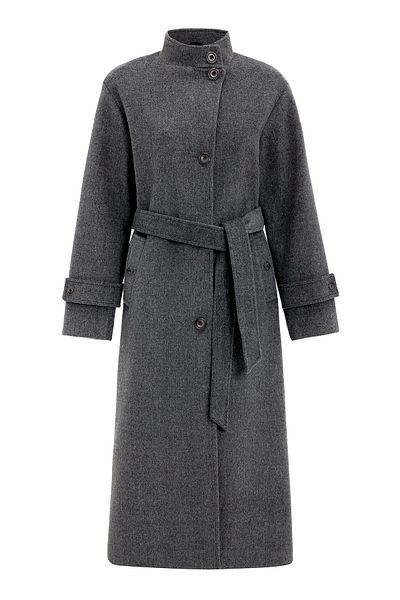 Olcay Stand Collar Oversize Long Coat Dark Gray 3124