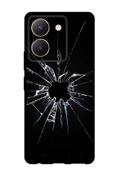 Theodor جراب واقٍ مضاد للخدش والصدمات لهاتف Vivo Y27s مع شعار Apple وزجاج متشقق
