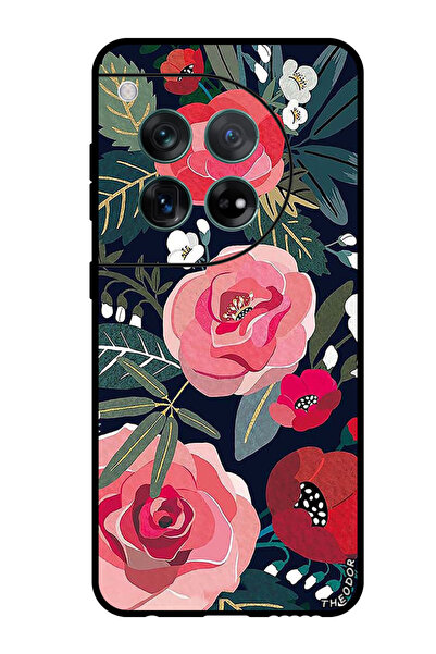 Theodor جراب واقٍ مضاد للخدش والصدمات لهاتف OnePlus 12، زهور وأوراق