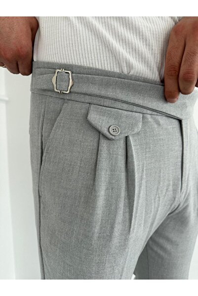 KağanKY Γκρι πλισέ παντελόνι Harvest