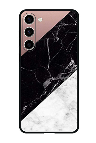 Theodor جراب واقٍ لهاتف Samsung Galaxy S23 FE، لون أبيض وأسود، سطح رخامي سادة