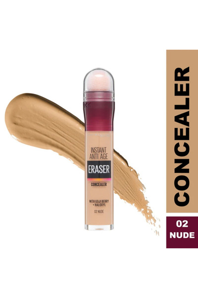 Maybelline NY Anti-Age Eraser Liquid Concealer with Sponge, shade 02 Nude, 6.8ml