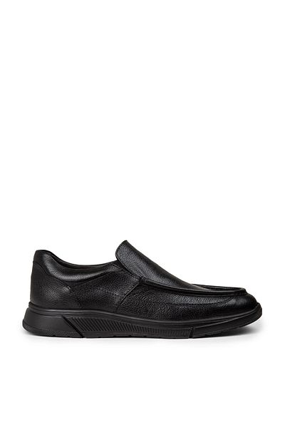 Deery Men's Genuine Leather Black Loafer Shoes