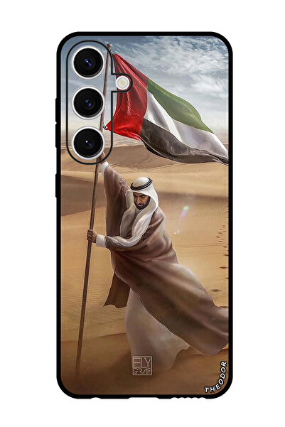 Theodor جراب حماية لهاتف سامسونج جالاكسي إس 24 بلس، علم الشيخ زايد، صحراوي