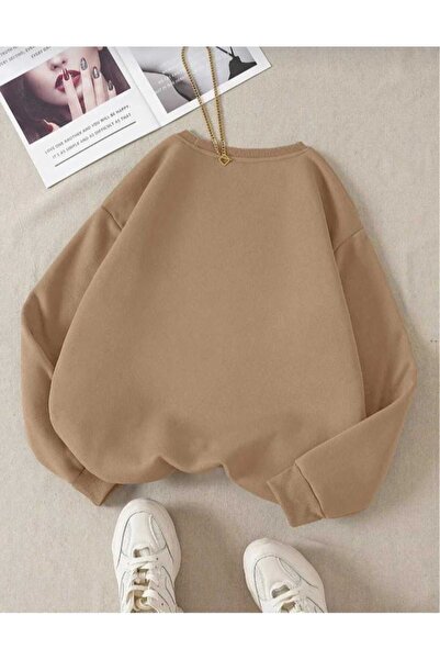 KOZİA OUTDOORS renkli tüy baskılı oversize unisex basic sweatşhirt