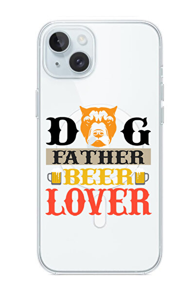 Theodor غلاف لهاتف iPhone 15 Plus متوافق مع MagSafe، غطاء مقاوم للصدمات، كلب، والد، محب للبيرة، أسود