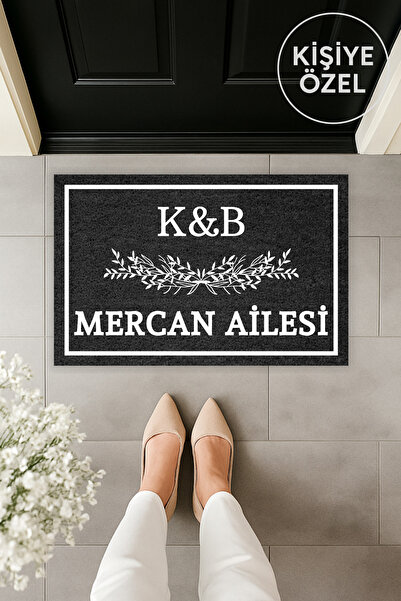 Dormot Modern Dijital Baskı - Pöpüler Füme Kişiye Özel Tasarım Paspas 70x45cm - Çeyiz Kapi Onu Paspasi