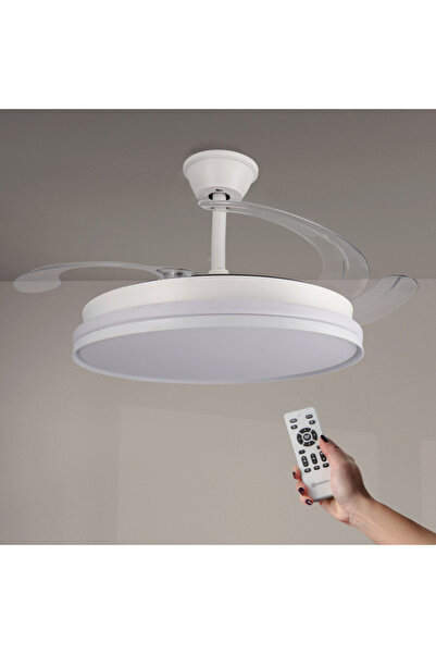 LDM Ventilator de tavan cu candelabru LED CCT Cami, 6 viteze, silențios, telecomandă - Alb