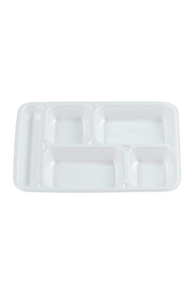 Ema Plast 5 Bölmeli Köpük Tabak – Kapaksız Tabldot, 100’lü Paket, Tek Kullanımlık