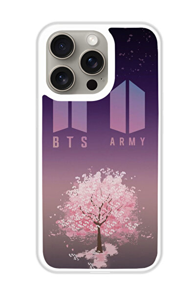 Theodor غطاء حماية لهاتف أبل آيفون 15 برو ماكس BTS army (مصد أبيض)