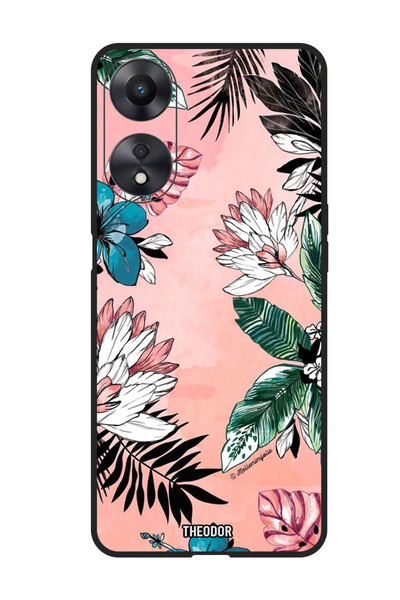 Theodor جراب واقٍ مضاد للخدش والصدمات لهاتف Oppo F23 5G، زهور وأوراق