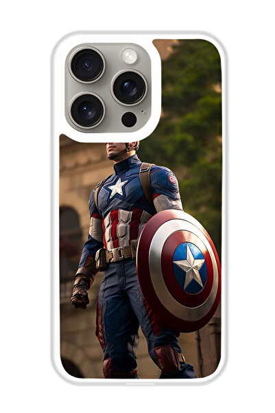 Theodor غطاء حماية لهاتف أبل آيفون 15 برو كابتن أمريكا 3 (مصد أبيض)