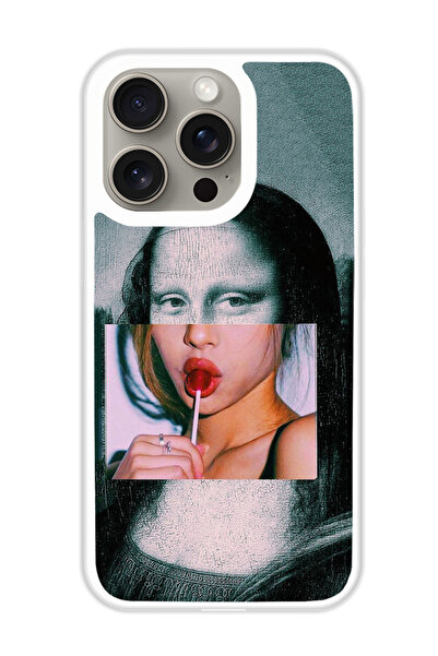 Theodor غطاء حماية لهاتف أبل آيفون 15 برو موناليزا 2 (مصد أبيض)