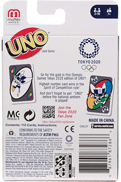 Mattel Games UNO Olympic Tokyo 2020 Card Game, with 112 Cards and Instructions for Players 7 Years and Older