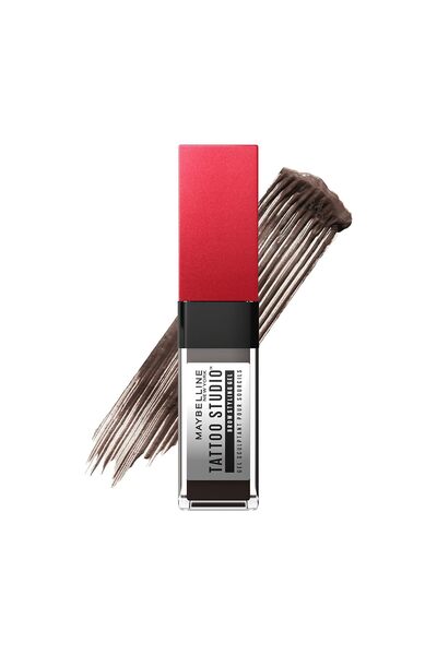 Maybelline New York Tattoo Studio Brow Styling Gel, Waterproof Eyebrow Makeup,Brow Tint for Up to 36HR Wear,Medium Brown