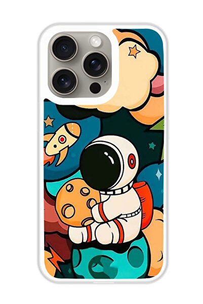 Theodor غطاء حماية لجهاز أبل آيفون 15 برو ماكس، تصميم رائد فضاء (أبيض)