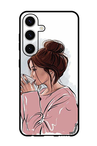 Theodor جراب واقٍ مضاد للخدش والصدمات لهاتف سامسونج جالاكسي S24 فتاة تشرب الق...