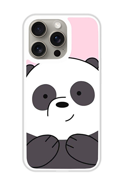 Theodor غطاء حماية لهاتف أبل آيفون 15 برو، باندا مبتسم (مصد أبيض)