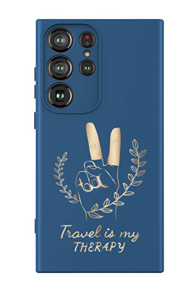 Theodor غطاء حماية سيليكون سائل لهاتف سامسونج جالاكسي S24 ألترا (أزرق) - السفر هو علاجي