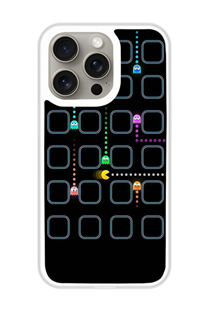 Theodor غطاء حماية لجهاز أبل آيفون 15 برو ماكس باك مان (مصد أبيض)