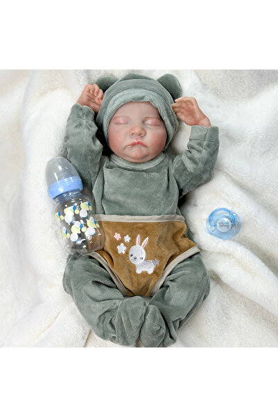 Buldug Levi 17 İnç Reborn Gerçekçi Bebek 43 cm – Kapalı Göz, Manyetik Emzik, Biberonlu