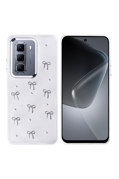 MRCİLETİSİM حافظة لهاتف انفينيكس هوت 50 برو 4G، غطاء بتصميم أنيق بنمط فيونكة