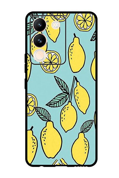 Theodor جراب واقٍ مضاد للخدش والصدمات لهاتف Vivo V29e بخلفية ليمونية فيروزية