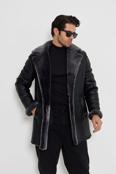 By Marki Marki Genuine Fur Coat - Men'S, Black, Unique Fur Color, Italian Cut, Fur Inside, 87 cm - 500522Birisa