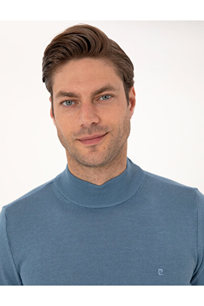 Pierre Cardin Mavi Slim Fit Yarım Balıkçı Yaka Basic Triko Kazak 50314176-VR036