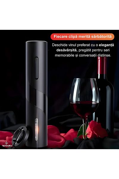 Butoarka 5 in 1 Electric Wine Corkscrew Set, Rechargeable Base, Foil Cutter, Wine Aerator, Vacuum Pump Stopper