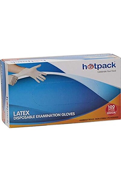 Hotpack قفازات فحص للاستخدام لمرة واحدة مصنوعة من اللاتكس من هوت باك، مقاس M،...