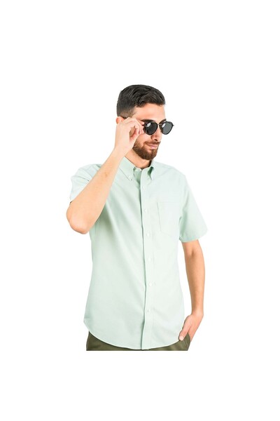 Giordano Men's Wrinkle-Free Short Sleeve Cotton Oxford Shirt