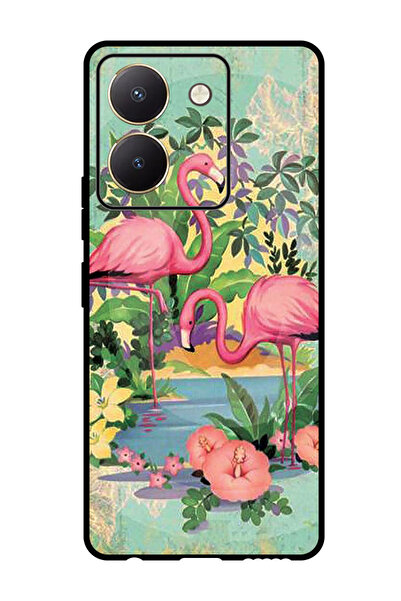 Theodor جراب واقٍ مضاد للخدش والصدمات لهاتف Vivo Y27s بتصميم طيور النحام الوردي