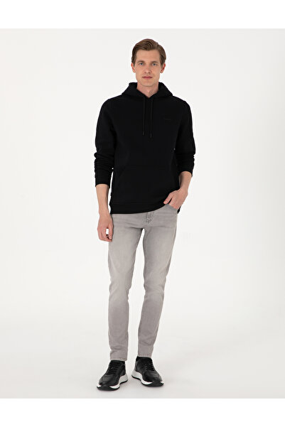 Pierre Cardin Siyah 2 İplik Regular Fit İçi Polarlı Kapüşonlu Basic Sweatshirt 50314055-VR046