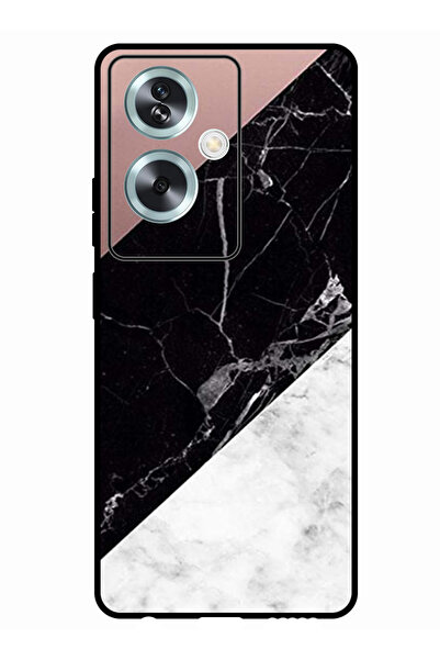 Theodor جراب واقٍ لهاتف Oppo A79 5G، لون أبيض وأسود، سطح رخامي سادة