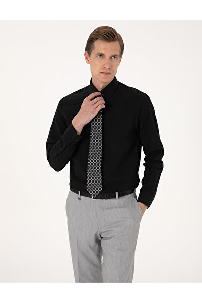 Pierre Cardin Siyah Regular Fit Uzun Kollu Basic Gömlek 50316742-VR046