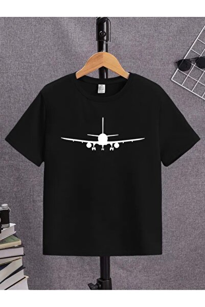 oneagılyazı Tricou negru Aircraft cu model pentru băieți