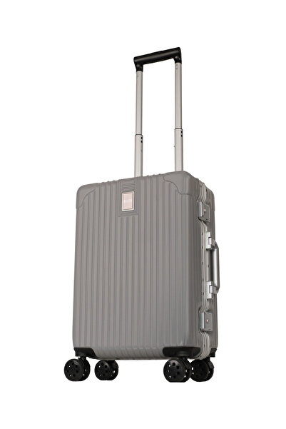 GROUND Charmed 2'li Alüminyum Alaşımlı Valiz Seti Büyük-Kabin - Vizon - 10741