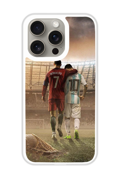 Theodor غطاء حماية لهاتف أبل آيفون 15 برو رونالدو ميسي (مصد أبيض)