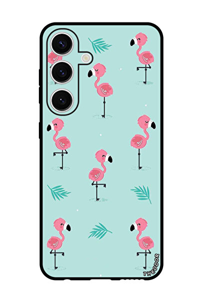 Theodor جراب واقٍ مضاد للخدش والصدمات لهاتف Samsung Galaxy S24 Plus بنمط فلامنغو
