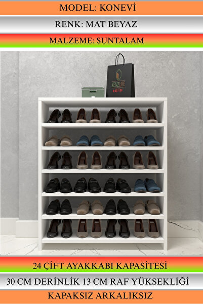 Kenzlife Ayakkabılık Konevi Mat Beyaz Suntalam 095*080*30 Yimidört Çift Ayakk...