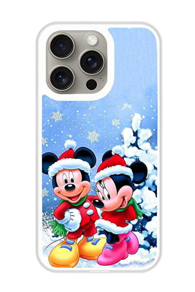 Theodor غطاء حماية لهاتف أبل آيفون 15 برو ماكس ميكي وميني ماوس (مصد أبيض)