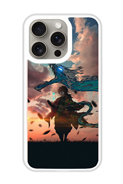 Theodor غطاء حماية لهاتف أبل آيفون 15 برو - أنمي قاتل الشياطين (مصد أبيض)