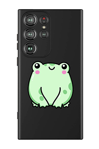 Theodor غطاء حماية سائل من السيليكون المقاوم للصدمات لهاتف سامسونج جالاكسي S24 ألترا (أسود) - ضفدع