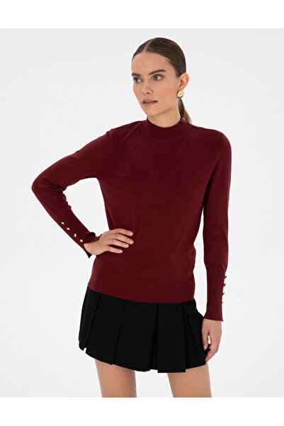Pierre Cardin Vişne Slim Fit Yarım Balıkçı Basic Kazak 50310887-VR223