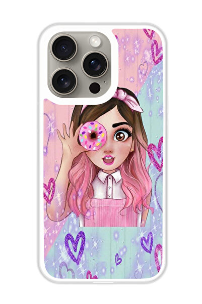 Theodor غطاء حماية لجهاز أبل آيفون 15 برو ماكس دونات لوف (مصد أبيض)