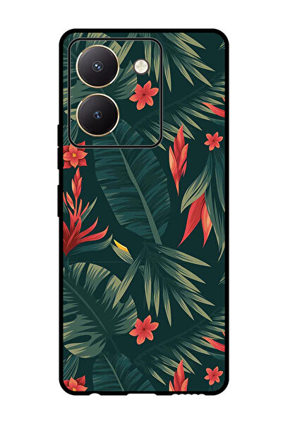 Theodor جراب واقٍ مضاد للخدش والصدمات لهاتف Vivo Y77t بأوراق خضراء